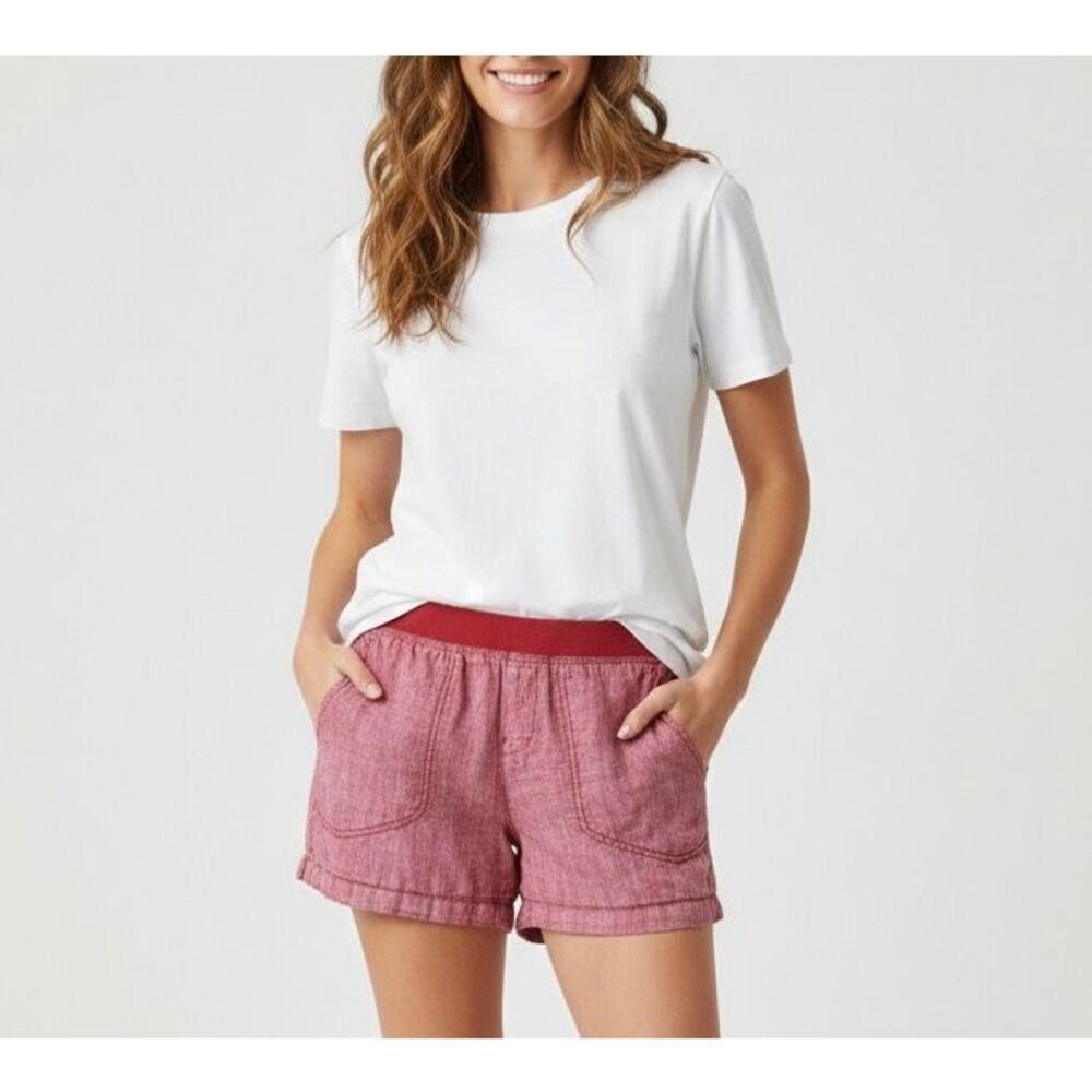 Toad & Co Shorts Linen Pull On Red Medium‎